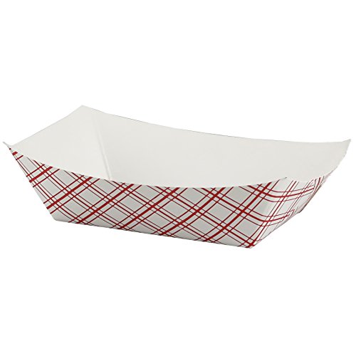 Simply Deliver #100 Paper Food Tray, Red Plaid, 1000-Count
