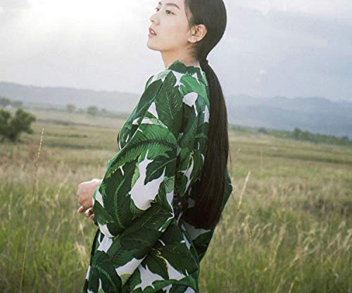 Traditional Japanese Kimonos Feeling Kimono Robe Floral Print Green Womens Kimonos,1,M - Thumbnail 6