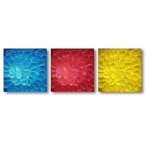 Canvas Wall Art Abstract Beautiful Flowers Features Painting Artwork for Home Prints Framed - 12"x12"x3 Panels