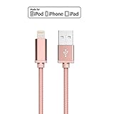 iphone cable, Lightning Cable 6FT Rose gold Nylon Braided Cord Series - for iPhone 6S Plus 6 Plus SE 5S 5 iPad iPod (6ft charger Blue)