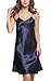 Avidlove Women's Nightshirts Satin Chemises Slip Sleepwear,Dark Blue (FBA),Small