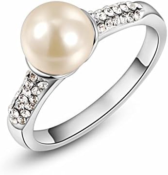 Tiffinys Jewelry Exquisite High-End Plated Crystal Jewelry - Platinum Pearl Rings - Silver