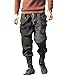Men Low Crotch Harem Pants Elastic Waist Drawstring Joggers Stylish Baggy Hip Hop Dance Sweatpants Black Casual Multi-Pocket Techwear Trousers