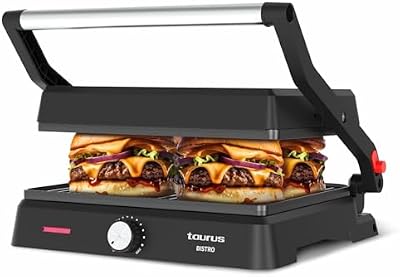 - Grill 2600W, Plancha 2 en 1, Apertura 180°, Termostato Regulable