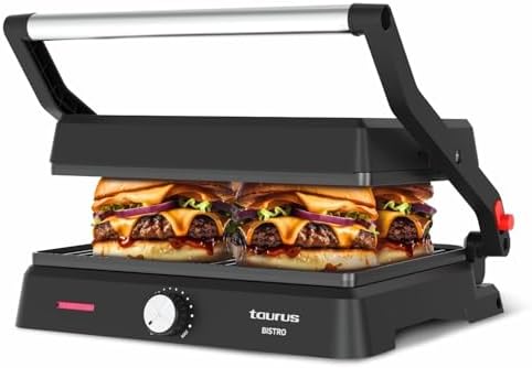 - Grelhador Bistro 2600W | 2-em-1: Grelha e Chapa | Lajes de 29x23 cm | Placa inclinável e abertura a 180º | Revestimento Antiaderente Livre de PFOA | Bandeja de Gordura | Termóstato Ajustável