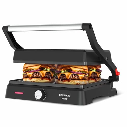 - Grill 2600W, 2-in-1 Grillplatte, 180° Öffnung, Thermostat, Antihaft