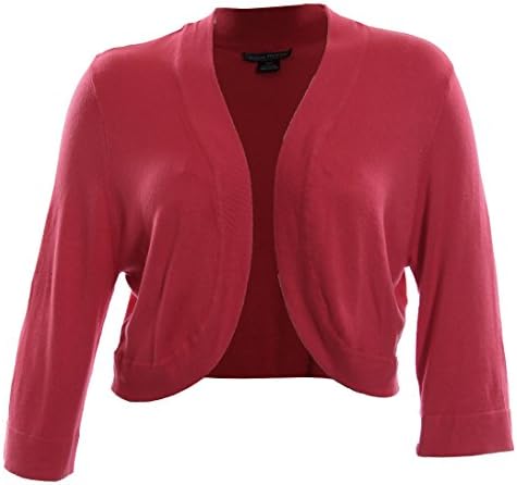 Jessica Howard Womens Plus Knit Ribbed Cardigan Sweater Red 18W