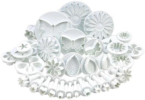 Cake Decration Tool Kit Flower Fondant Cake Sugarcraft Decorating Kit Cookie Plunger Cutter Mould Icing Plunger Cutter Tool,10 Sets,33 Pieces