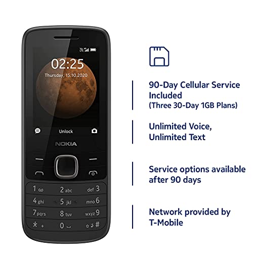 Nokia 225 Bonus 90Day Voice Text Data Cellular Service Plan