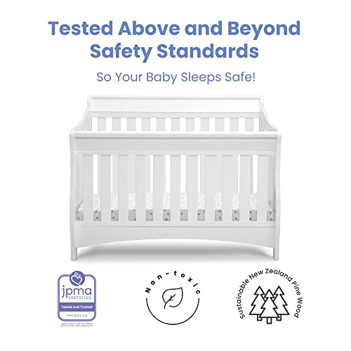 Delta Children Bentley S Series 4in1 Convertible Baby Crib, White