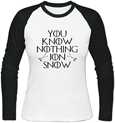 Women's Baseball You Know Nothing Jon Snow T Shirt L White