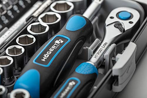 Högert Technik - Werkzeugset I Steckschlüssel, Bits und Ausstattung 1/4” I Legiertem Chrom-Vanadium-Stahl I… – Bild 4