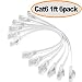 Cat 6 Ethernet Cable 1 ft - Flat Solid Internet Network Cable- Short Durable Computer netwokr Cord - Cat6 High Speed RJ45 Patch LAN Wire for Modem, Router, Switch, Server, ADSL, 1 Feet White, 6 Pack primary