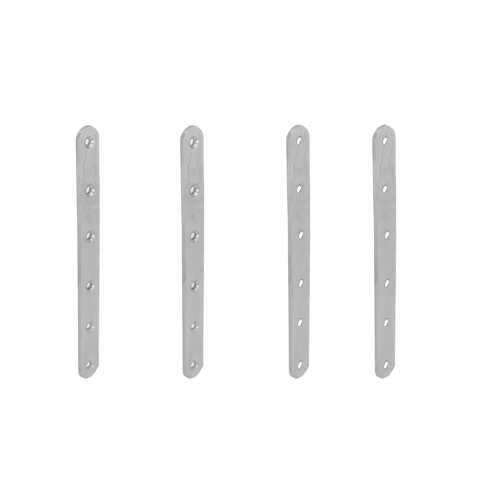 DTGN 200x20x3mm(LxWxT) Flat Straight Brace Plate -4Pack- Good for Furniture Repairing - Stainless Steel Brace Plate - Silver Tone