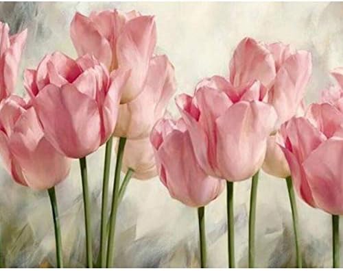 5D DIY Diamond Painting Full Drill Cross Stitch Kit Diamond Painting Kits for Adults Rhinestone Embroidery Diamond Art Craft Home Wall Decor Mosaic Drawing Tulip -30 X 40 CMA1464