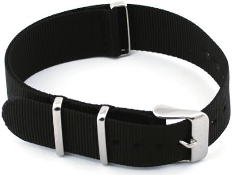 NATO Nylon Black Ballistic 3 Ring 20mm Watch Replacement Strap
