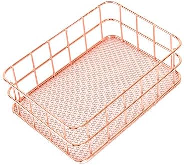 Storage Rack, Metal Storage Basket Mesh Crate Vintage Kitchen Office Storage Desk Organiser (Small)