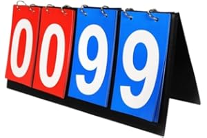 Jilukibo Portable Table Top Scoreboard, Multi Sports Score Counter Flip Scoreboard, Sport Score Keeper for Football Baseball Volleyball Tennis Basketball (4 Digit)