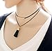 Adorable Women's Hot Sexy Black Lace Multi Layers Tattoo Choker Necklace 2pcs Set Vintage Lolita Necklace