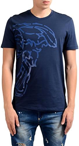 Versace Collection Medusa Graphic Print T-Shirt for Men (Blue) - 100% Cotton, Superior Quality - Guaranteed Authentic, Made in Bulgaria (XL)