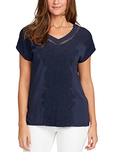 Gloria Vanderbilt Ladies' V-Neck Embroidered Top (Midnight Affair, Large)