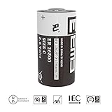 EEMB 3.6 V C Size Lithium Battery With Tabs ER26500 Li-SOCl2 9000 mAh Lithium Thionyl Chloride Battery Solder Tabs UL Certified High Capacity Batteries (2packs)