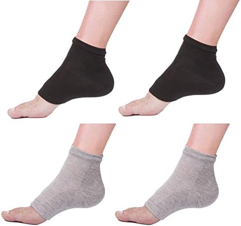 Moisturizing Heel Socks，Prevent Cracked Heel Socks - Explore Lifez Gel Spa Socks for Dry Hard Cracked Skin,2 Pairs. (black gray)