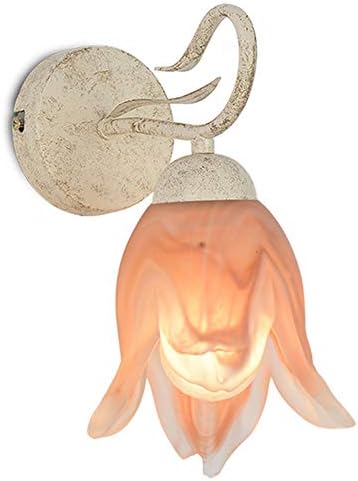 Flower Shape LED Wall Lamp Retro Transparent Frosted Glass Sconce Wrought Iron Lamps Metal Wrought Iron Bedside Petal Lights Decorative Creative Wall Light for Indoor Lighting Fixture Restaurant Bar [Energy Class A]