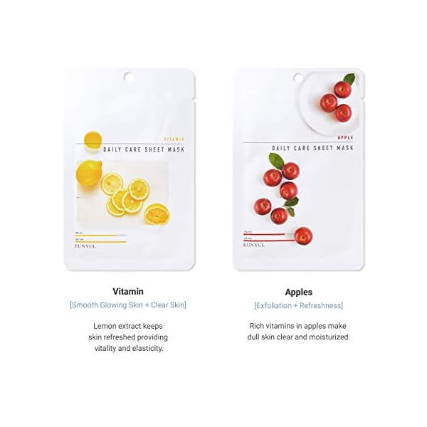 [Pack of 12] EUNYUL Daily Care Face Sheet Mask Pack 12 types Korean Skincare Hydrating & Nourishing Face masks beauty