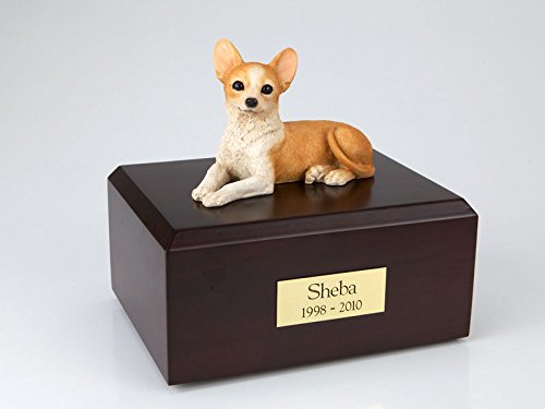 GENUINE North American Hardwood and Chihuahua Figurine Urn Small