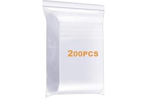 LISM 200 Pack 1" x 1" Durable Small Thick Clear Zip Poly Seal Lock Bags Heavy Duty 4 Mil Reclosable Plastic Zip Bag Jewelry Earrings Necklace Ring Coin Beads Pill Zipper Bags