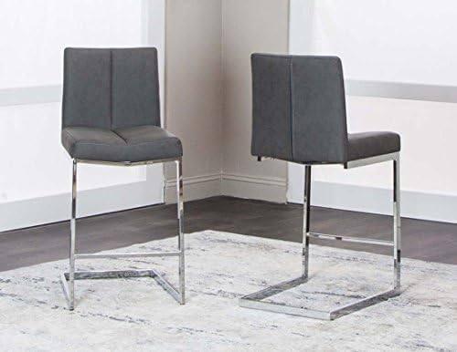 Cramco Furniture GAMMA G5182-24 Bar/Counter Stool's Charcoal Polyurethane/Chrome 24" Counter Stool (Welded Base) 2 Pc.