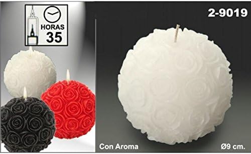 PAME 29019 – Set of 4 Candles with form of ball and Roses, Scented, 9 cm, White
