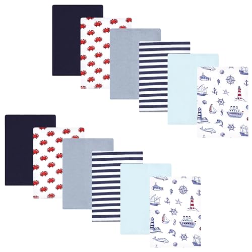 Hudson Baby Unisex Baby Flannel Burp Cloth 12pk, Lighthouse, One Size