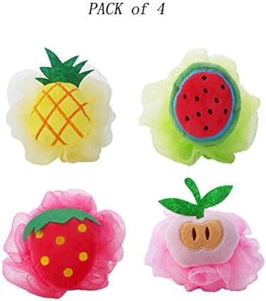 TMJJ Pack of 4 Kids &amp; Adult's Shower Ball Mesh Loofahs &amp; Body Sponges Skin Spa Massage Loofah Body Scrubber