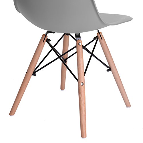 Set of 4 Modern Kitchen Chairs,Warmcentre Dining Room Side Chairs with Natural Beech Wood Strong Metal Base Legs, for Dining Living Waiting Room,Grey - Thumbnail 7
