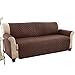 Collections Etc Reversible Spill Resistant Quilted Furniture Protector Cover with Ties - Covers Seat Bottom, Seat Back and 2 Seat Arms, Chocolate/Tan, Sofa
