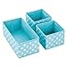 mDesign Fabric Drawer Divider Organizer Bin, Nursery/Bedroom Dresser, Closet, Shelf, Playroom Organization, Hold Clothes, Toys, Diapers, Bibs, Set of 3, Turquoise Blue/White Polka Dot