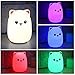 Cat Lamp, Baby Night Light, Nightlights for Children, Night Light for Kids/Girls/Boys, Cute Kitty Lamp, Tap Control, Soft Silicone Cat Night Light, USB Rechargeable, Warm White & Color Breathing Modes