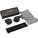 SOJOS Cat Eye Mirrored Flat Lenses Ultra Thin Light Metal Frame Women Sunglasses SJ1022 with Black Frame/Grey Lens