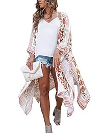 Casuress Blusa de gasa para dama, diseño floral suelto, talla grande