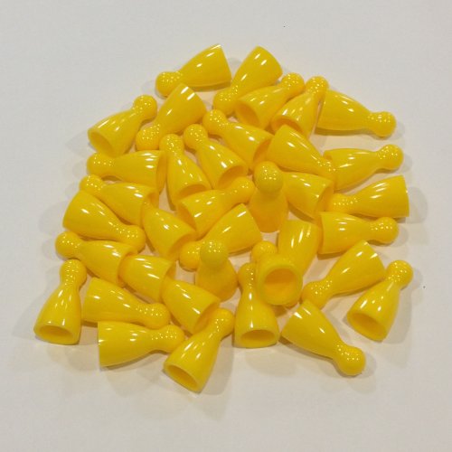 Plastic Pawns: Set of 36 Yellow Color Board Game Playing Pieces (Chess & Sorry Replacement Halma Pawn Markers, Colored School Classroom Supplies, Arts & Crafts Projects, Teaching & Education Toy Resource Components, Extra Instructional Play Material)