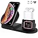 WATOE Wireless Charger, 3 in 1 Charging Stand for Apple Watch and Airpods,Qi Fast Wireless Charging Station Compatible for iPhone X/XS/XR/Xs Max/8/8 Plus Samsung Galaxy S9/S9+/S8/S8+/Note 8,Black