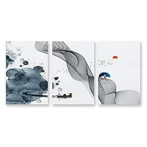 Wall26-3 Panel Canvas Wall Art- Chinese Landscape Painting-Wall Bedroom Living Room Home Decoration - 16"x24" x 3 Panels