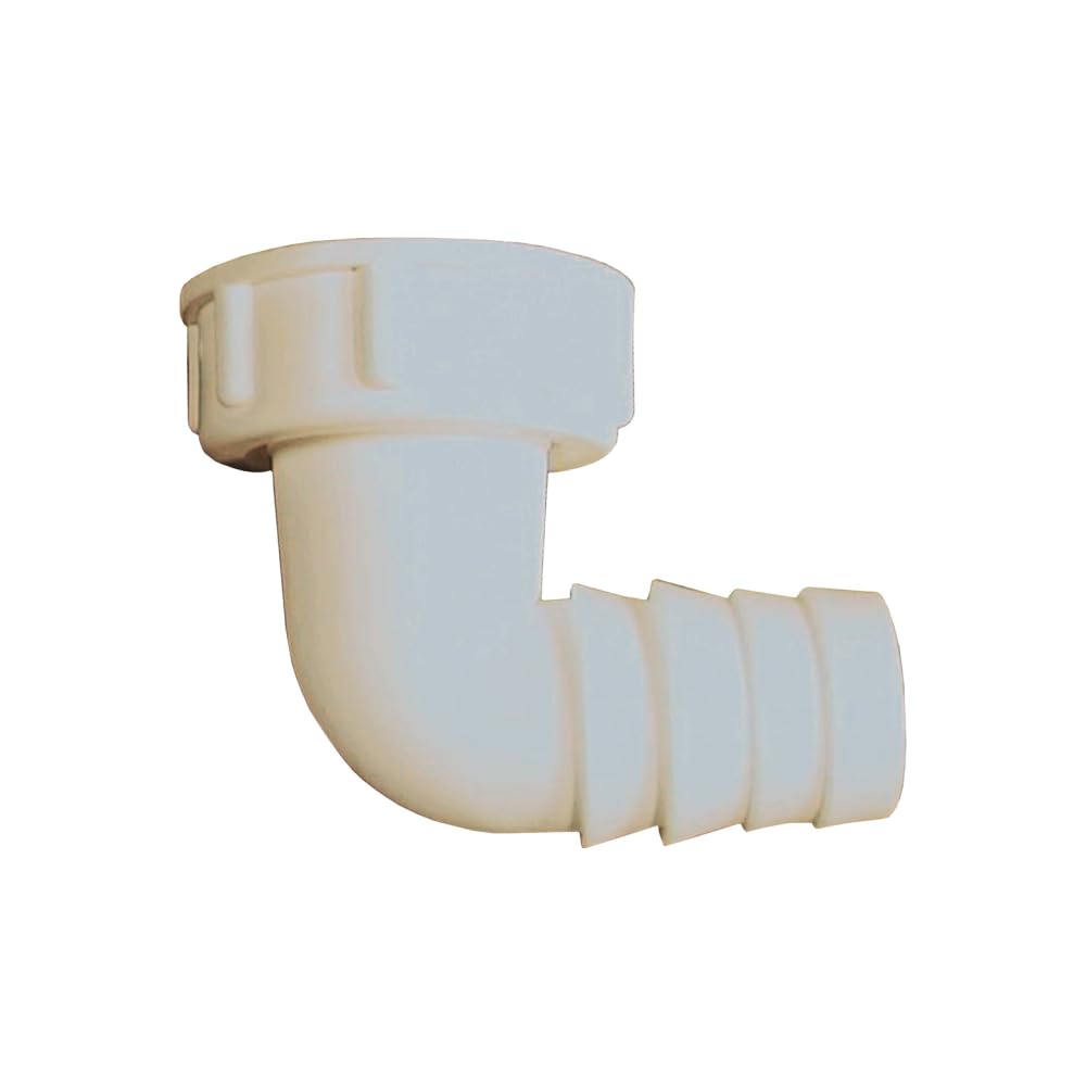 Schläfer | 655810 - Elbow Fitting 1" Internal Thread, Fitting with Curve 90° for Drain Hose Connection Washing Machine and Dishwasher for Hoses 19-23.5 mm (3/4"), Rubber Holder in White Plastic