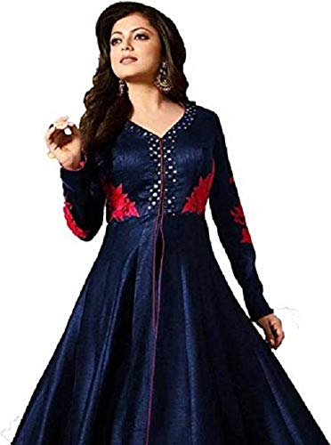 renzydeal fashion women's anarkali gown (dark blue, free size)