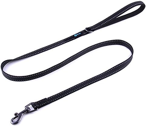 Max and Neo Small Dog Leash - Reflective Nylon, Donates to Dog Rescue (Black, 6x5/8)