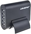 ABLEGRID 5V 10A 50W 5-Port USB Charger Travel Desktop Adapter Rapid Charging for Apple iPhone 6S, 6S Plus,iPad Air, mini,Samsung Galaxy S6, Edge, Plus and Many Other Devices (Black)