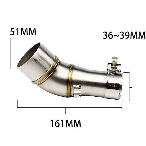 MGOD Motorcycle Middle Link Pipe, Stainless Steel Slip On Exhaust Middle Pipe for Yamaha R25 R3 MT03 2013-2018 Silver