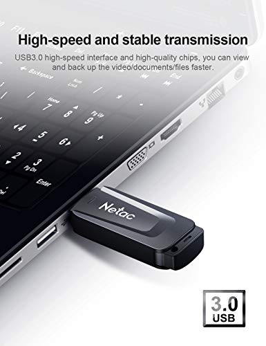 Netac 128G USB 3.0 Flash Drive, High Speed Memory Stick,Up to 90/30 MB/s(R/W) Pen Drive, Thumb Drive for Data Storage, Zip Drive and jump Drive with LED Light
